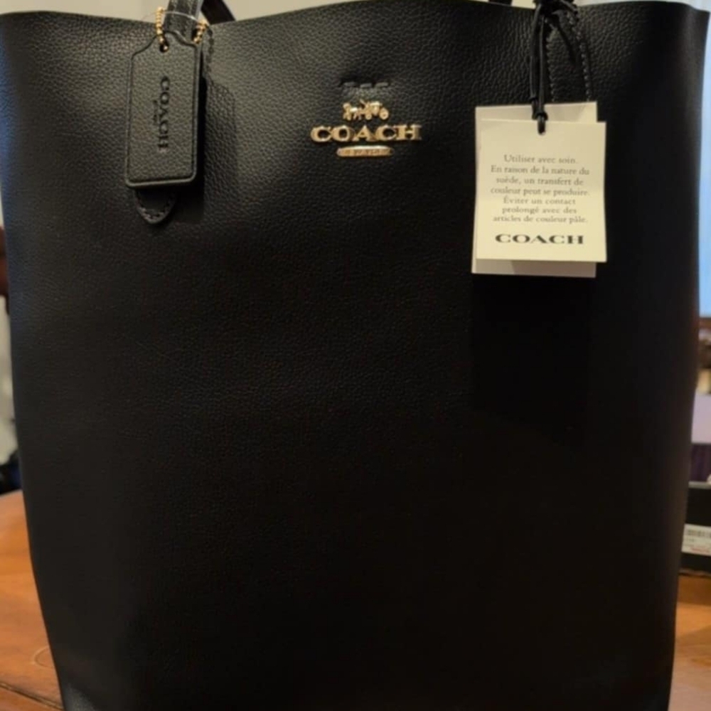 Coach Black Leather Tote Bag
